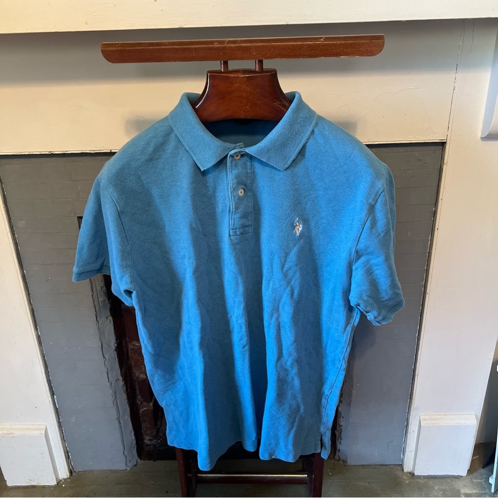 Blue collared shirt!